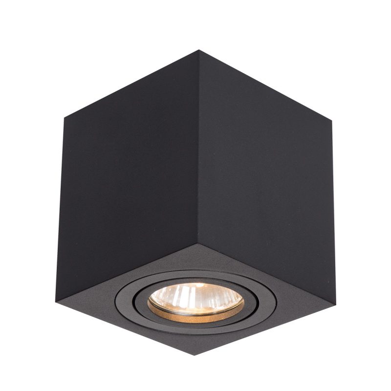 Plafonieră aplicată neagră 1xGU10, formă cilindrică, Lyon Light Prestige