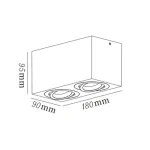 Plafonieră aplicată neagră 2xGU10, formă cilindrică, Lyon Light Prestige