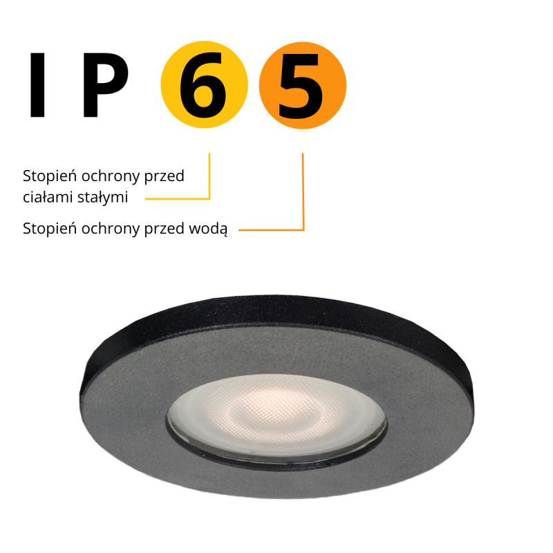 Spot încastrat rotund negru IP65 1xGU10, protecție umiditate, Lagos Light Prestige