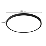 Plafonieră neagră 60 cm, LED CCT, formă rotundă, California Light Prestige