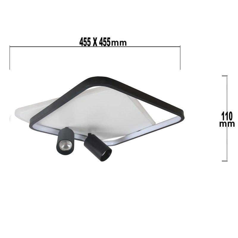 Plafonieră neagră LED CCT, 2xGU10, formă pătrată, Parma Light Prestige - imagine 9