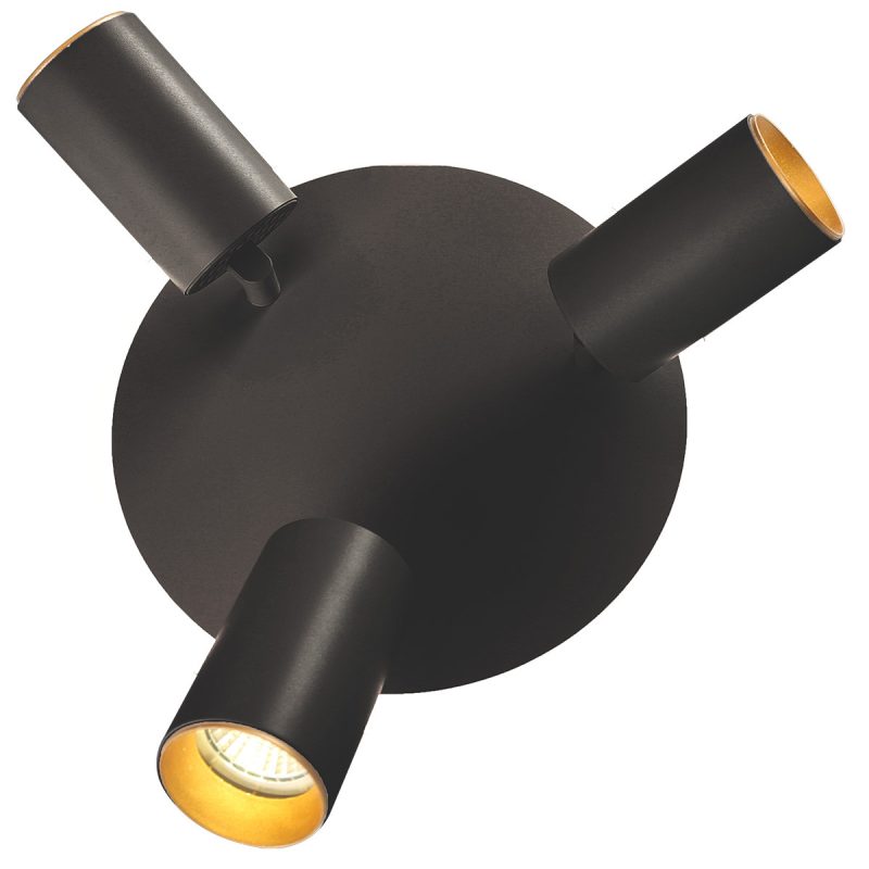 Plafonieră neagră LED CCT, 3 spoturi rotunde, Parma Light Prestige
