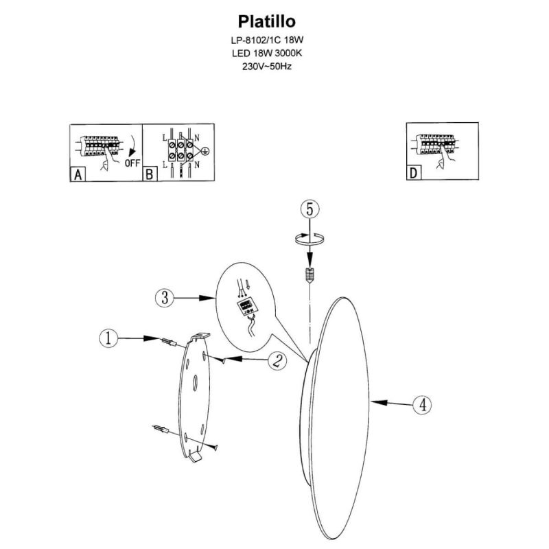 Plafonieră Platillo 21 cm albă LED 3000K Light Prestige - imagine 5