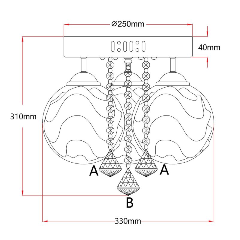 Plafon decorativ argintiu 3xE14 + LED, stil elegant, Sada Light Prestige - imagine 9