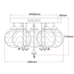 Plafon decorativ argintiu 5xE14 + LED, stil elegant, Sada Light Prestige