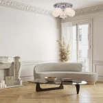 Plafon decorativ argintiu 5xE14 + LED, stil elegant, Sada Light Prestige