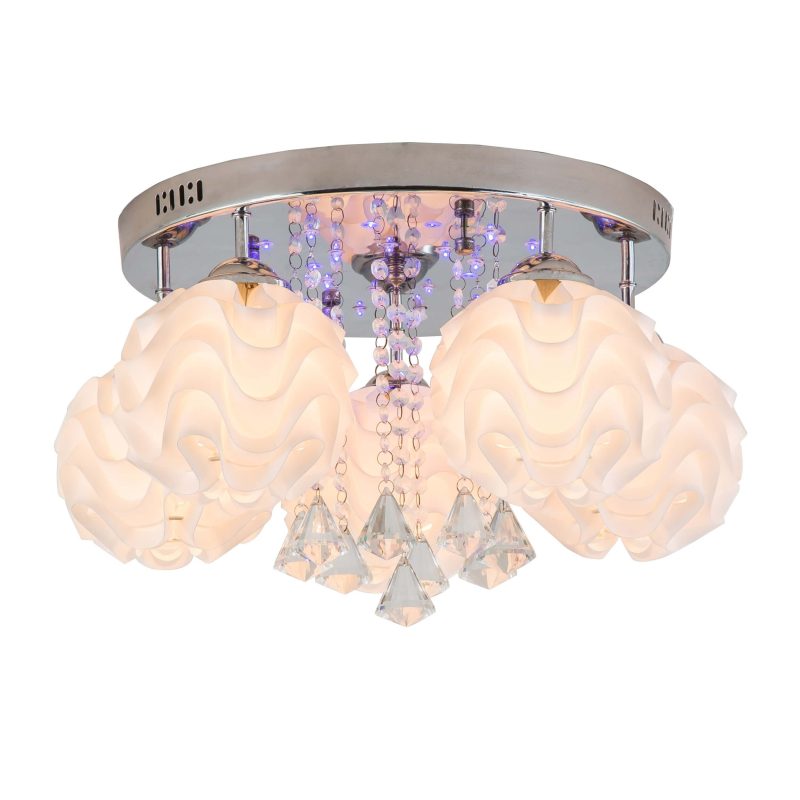 Plafon decorativ argintiu 5xE14 + LED, stil elegant, Sada Light Prestige