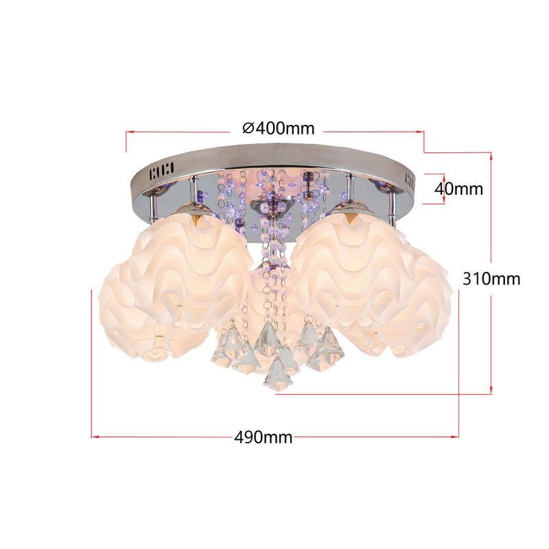Plafon decorativ argintiu 5xE14 + LED, stil elegant, Sada Light Prestige