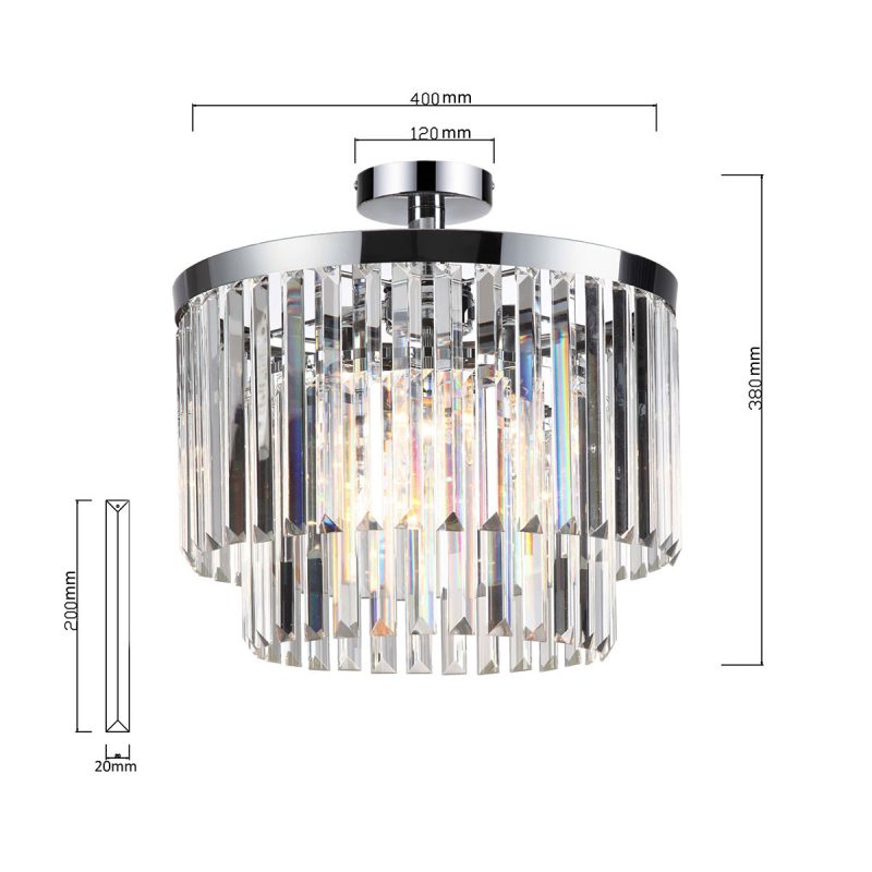 Plafonieră argintie 4xE14, iluminat ambiental, Vetro Light Prestige