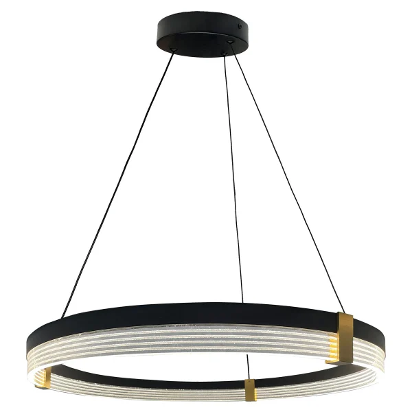 Lampă suspendată 80 cm negru-transparent LED CCT
