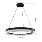 Lampă suspendată 80 cm negru-transparent LED CCT, design geometric, Plum Triangle Light Prestige