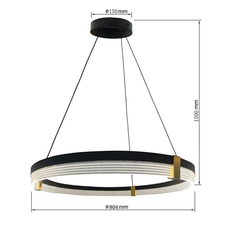 Lampă suspendată 80 cm negru-transparent LED CCT, design geometric, Plum Triangle Light Prestige - imagine 9