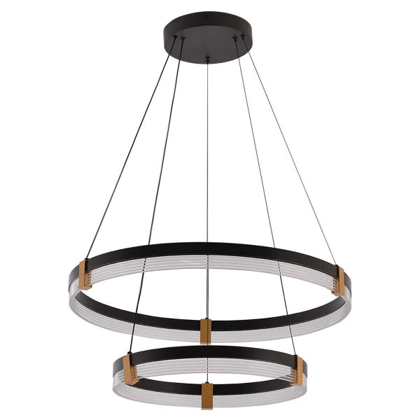 Lampă suspendată 60 cm + 40 cm negru-transparent LED CCT