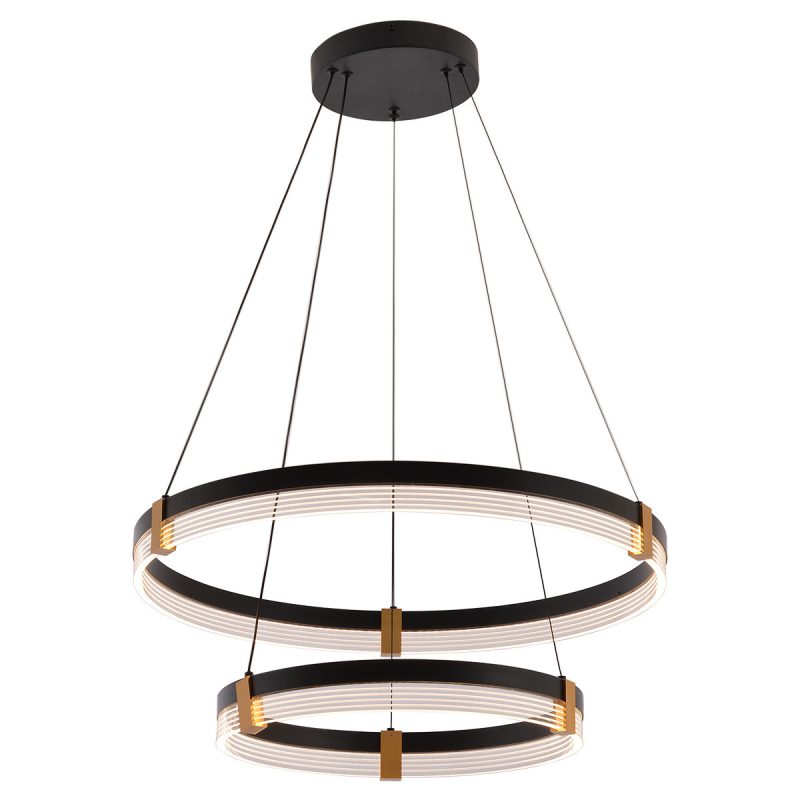 Lampă suspendată 60 cm + 40 cm negru-transparent LED CCT, combinație decorativă, Plum Light Prestige