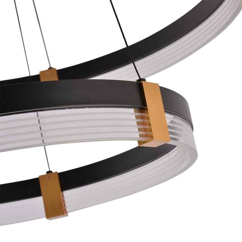 Lampă suspendată 60 cm + 40 cm negru-transparent LED CCT, combinație decorativă, Plum Light Prestige