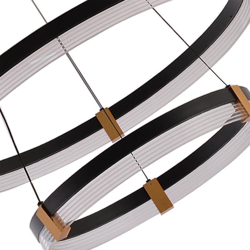 Lampă suspendată 60 cm + 40 cm negru-transparent LED CCT, combinație decorativă, Plum Light Prestige