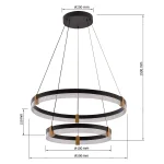 Lampă suspendată 60 cm + 40 cm negru-transparent LED CCT, combinație decorativă, Plum Light Prestige