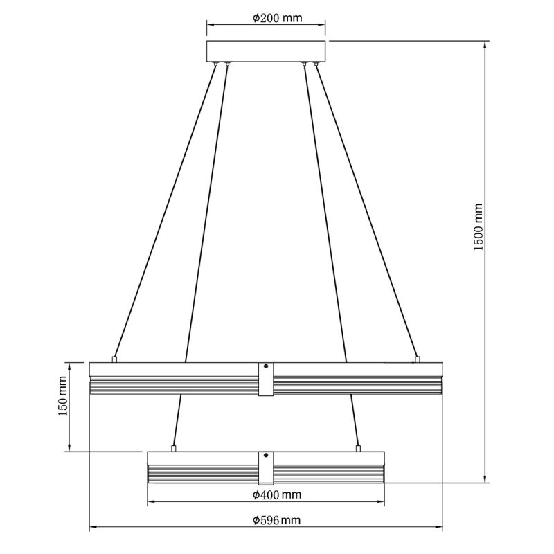 Lampă suspendată 60 cm + 40 cm negru-transparent LED CCT, combinație decorativă, Plum Light Prestige