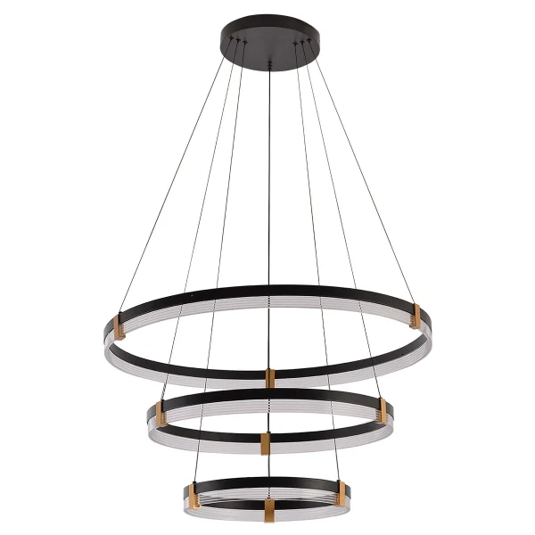 Lampă suspendată 80 cm + 60 cm + 40 cm negru-transparent LED CCT
