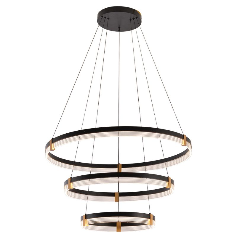 Lampă suspendată 80 cm + 60 cm + 40 cm negru-transparent LED CCT, set decorativ, Plum Light Prestige