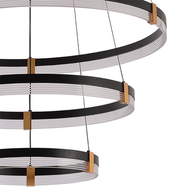 Lampă suspendată 80 cm + 60 cm + 40 cm negru-transparent LED CCT, set decorativ, Plum Light Prestige