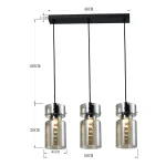 Lampă suspendată fumurie triplă 3xE27, stil industrial, Nivio Light Prestige