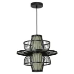 Lampă suspendată ratan neagră 1xE27, stil natural, Astra Light Prestige