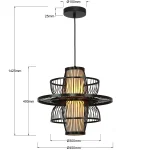 Lampă suspendată ratan neagră 1xE27, stil natural, Astra Light Prestige