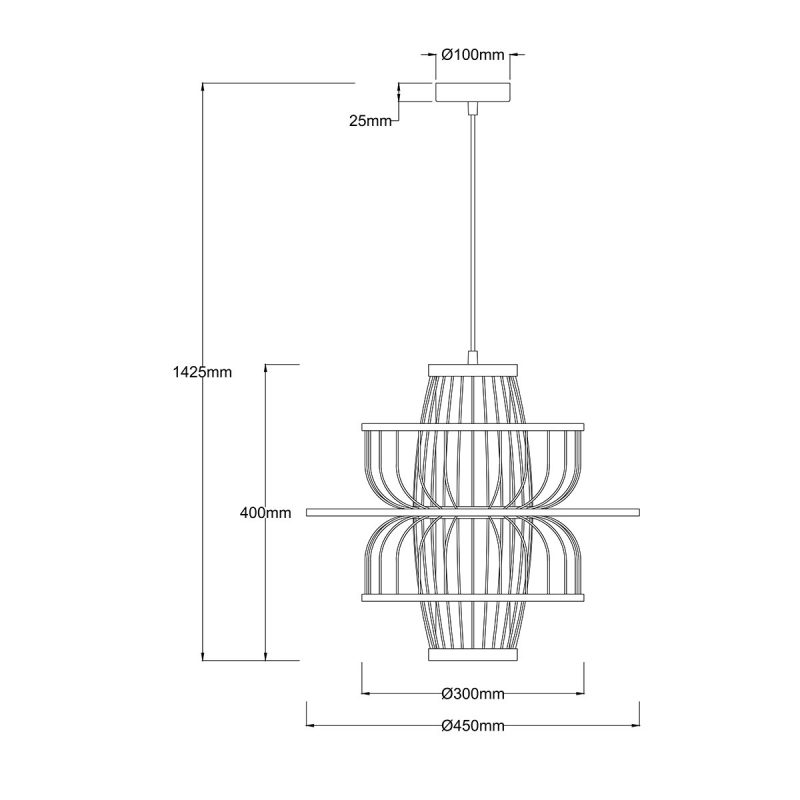 Lampă suspendată ratan neagră 1xE27, stil natural, Astra Light Prestige