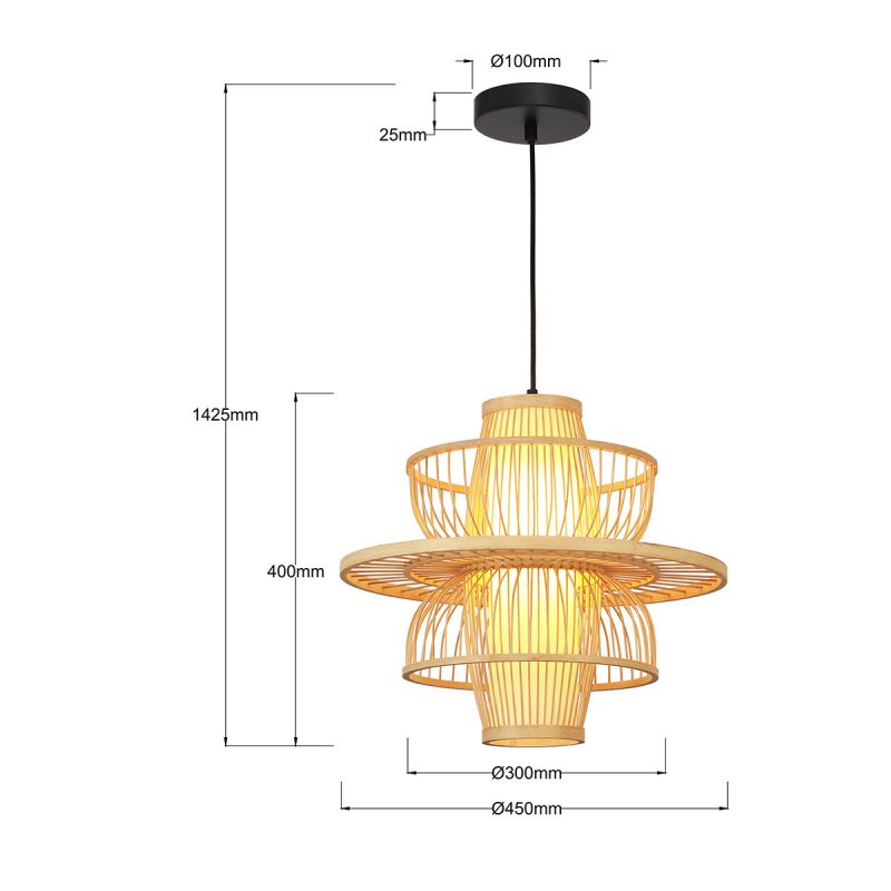 Lampă suspendată ratan natural 1xE27, stil natural, Astra Light Prestige