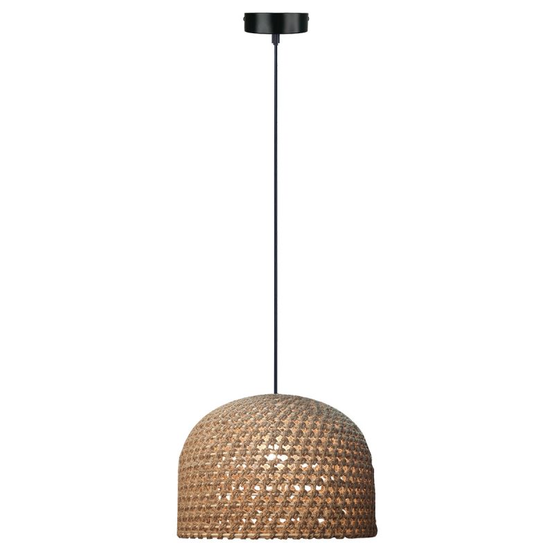 Lampă suspendată ratan 40 cm, lemn deschis 1xE27, stil japandi, Kanso Light Prestige - imagine 5