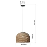 Lampă suspendată ratan 40 cm, lemn deschis 1xE27, stil japandi, Kanso Light Prestige