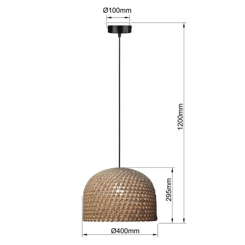 Lampă suspendată ratan 40 cm, lemn deschis 1xE27, stil japandi, Kanso Light Prestige - imagine 8