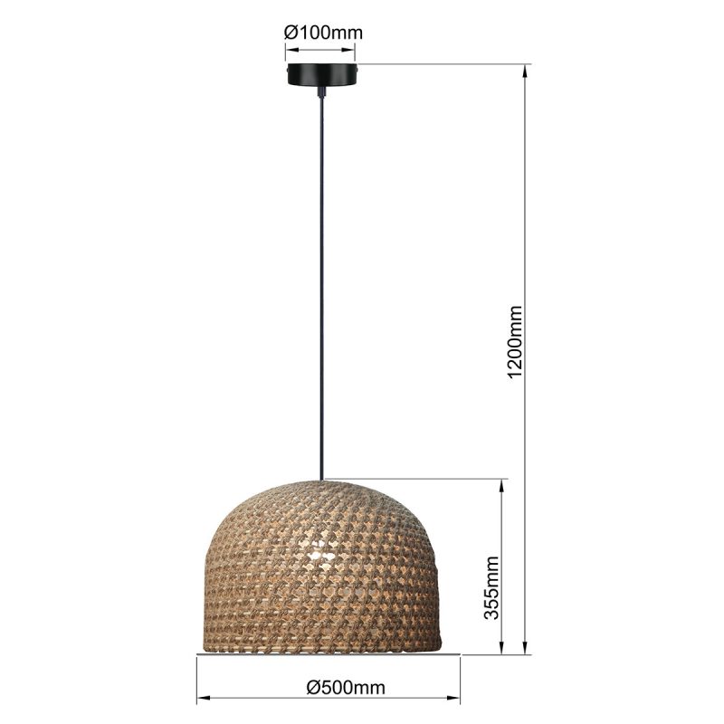 Lampă suspendată ratan 50 cm, lemn deschis 1xE27, stil japandi, Kanso Light Prestige - imagine 6