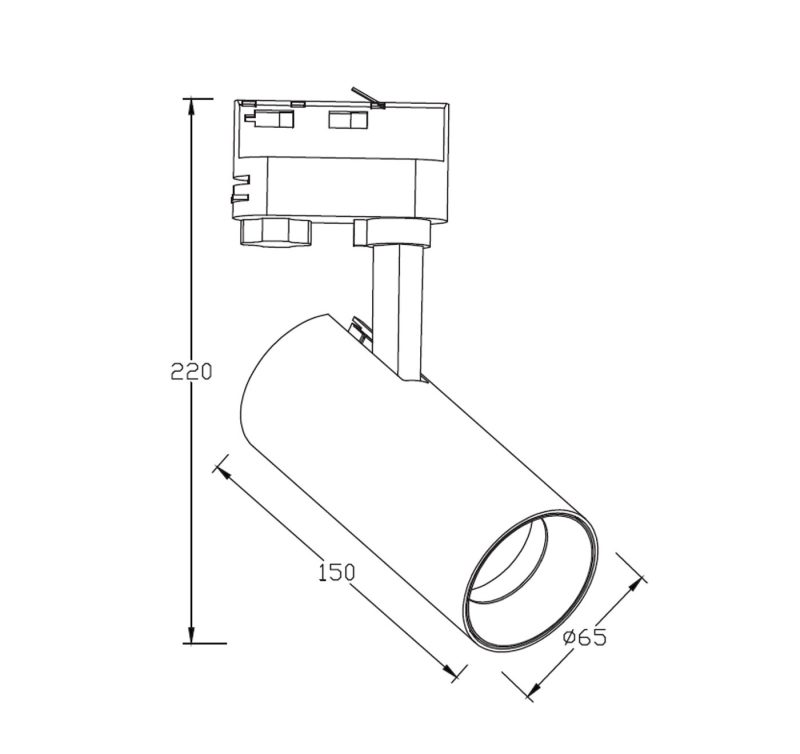 Reflector 1F alb 1xGU10, sistem de șină, Ice Light Prestige
