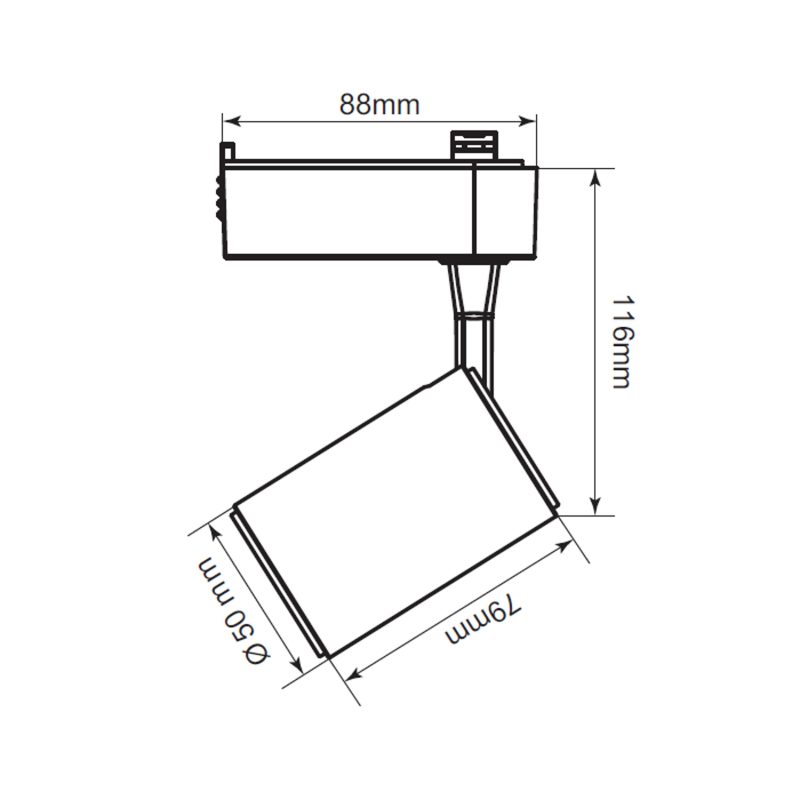 Reflector șină 1F negru LED 3000K, iluminat direcțional, Leon Light Prestige - imagine 5