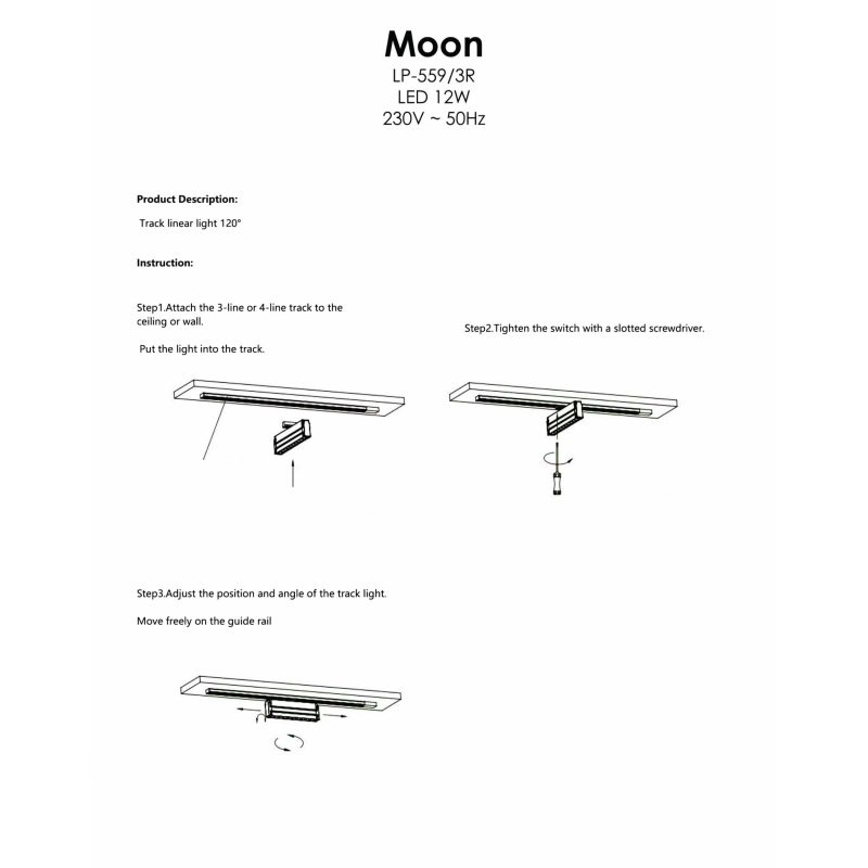Spot pentru șină Moon 1F negru LED 3000K Light Prestige - imagine 3