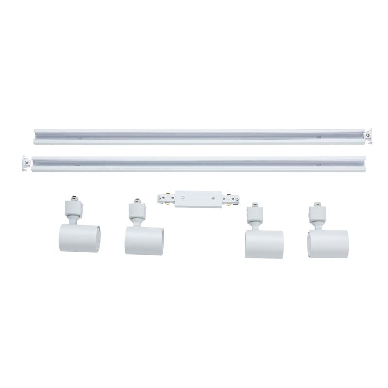 Set iluminat șină 1F alb 4xGU10, complet cu spoturi, Snow Light Prestige