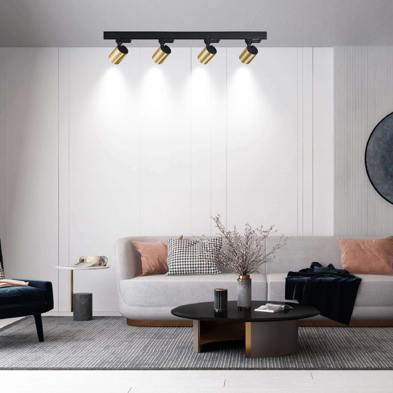 Set spoturi aurii 1F 4xGU10, iluminat șină, Snow Light Prestige - imagine 5