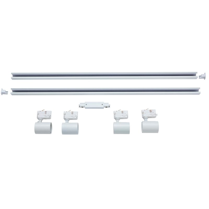 Set iluminat șină 3F alb 4xGU10, sistem complet, Snow Light Prestige