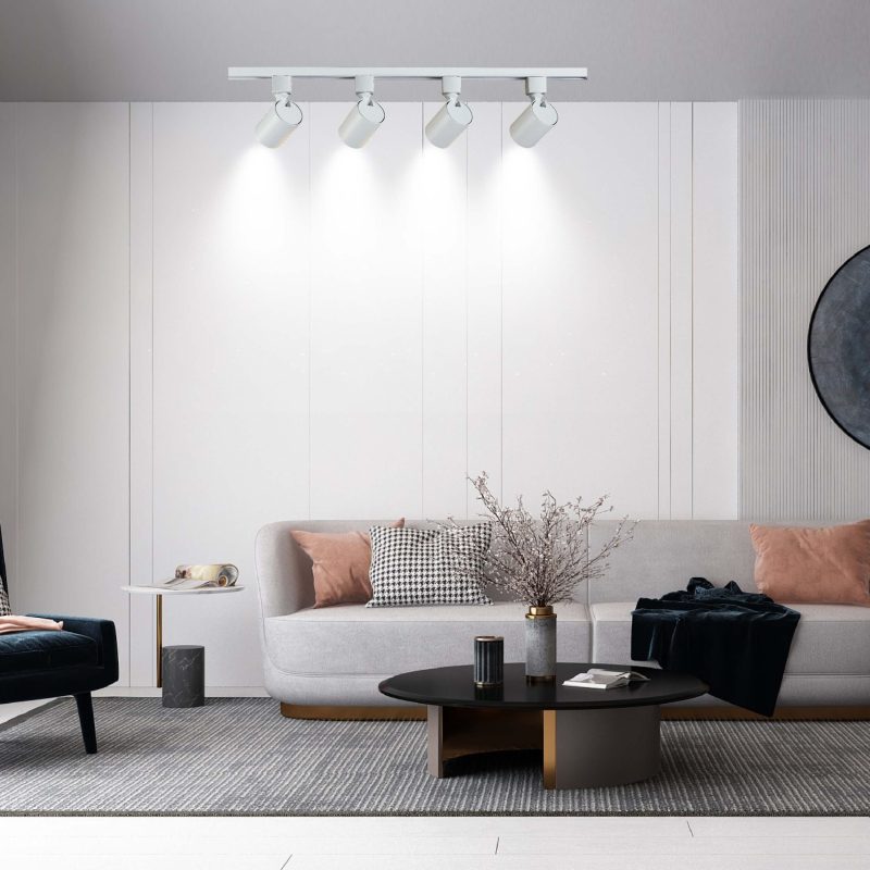 Set iluminat șină 3F alb 4xGU10, sistem complet, Snow Light Prestige