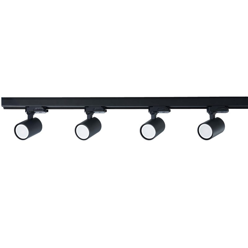 Set iluminat șină 3F negru 4xGU10, sistem complet, Snow Light Prestige