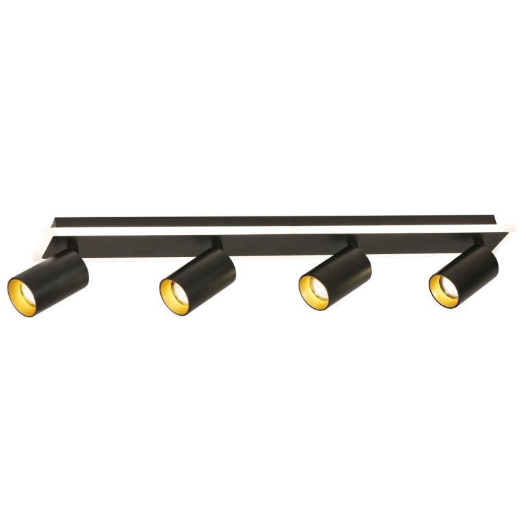 Set plafon reflectoare negru 4xGU10 + LED