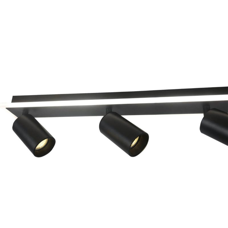 Set plafon reflectoare negru 4xGU10 + LED, model rotativ, Parma Light Prestige