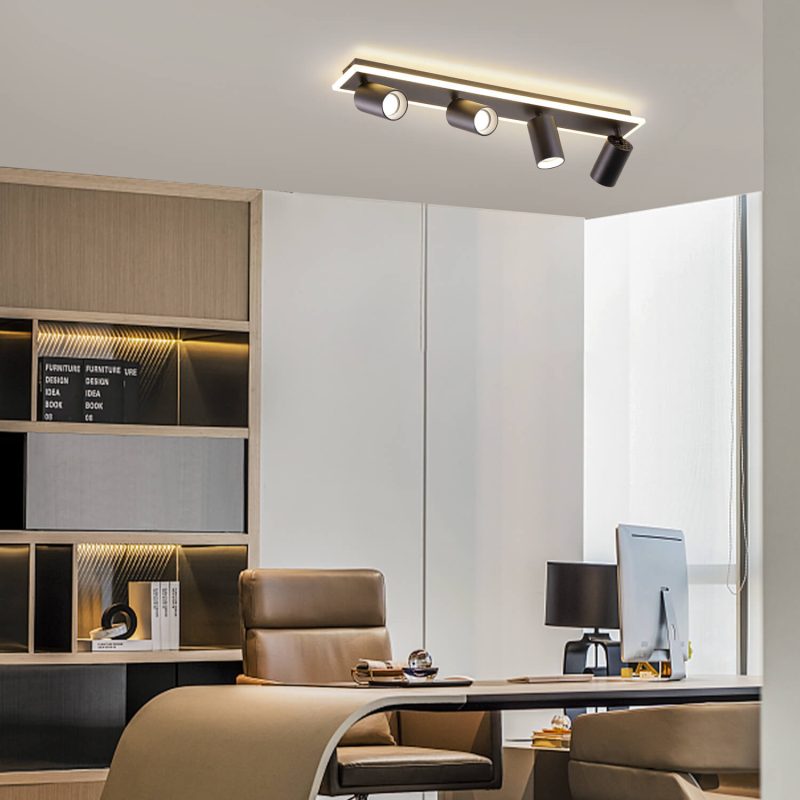 Set plafon reflectoare negru 4xGU10 + LED, model rotativ, Parma Light Prestige