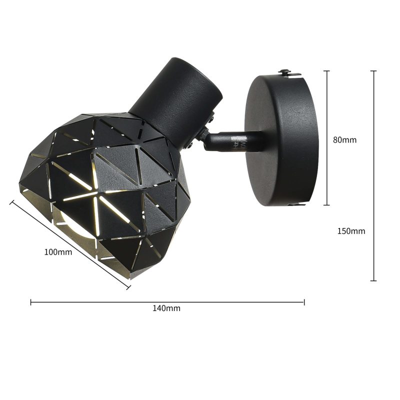 Reflector negru 1xE14, montaj perete sau plafon, Reus Light Prestige - imagine 10