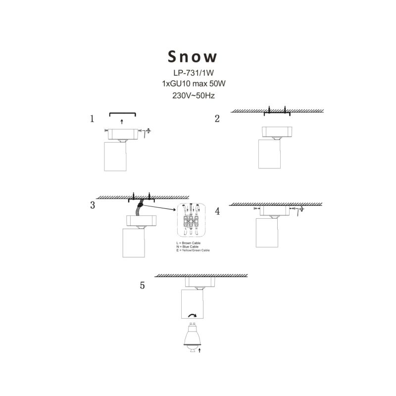 Spot reflector Snow 1 alb 1xGU10 Light Prestige