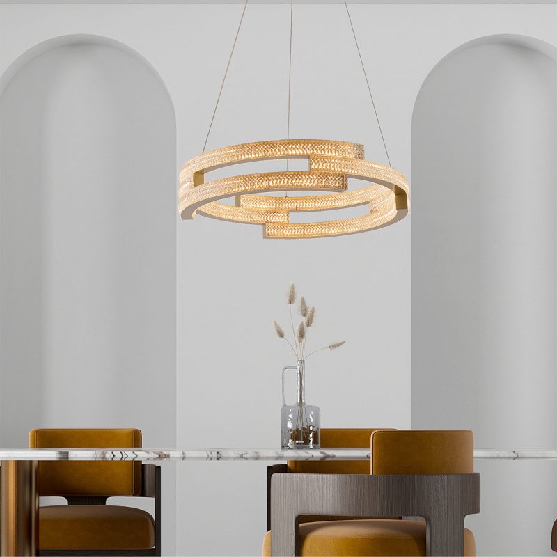Lampă suspendată aurie LED CCT, formă cilindrică, Tarja Light Prestige - imagine 5