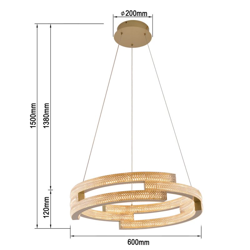 Lampă suspendată aurie LED CCT, formă cilindrică, Tarja Light Prestige - imagine 8