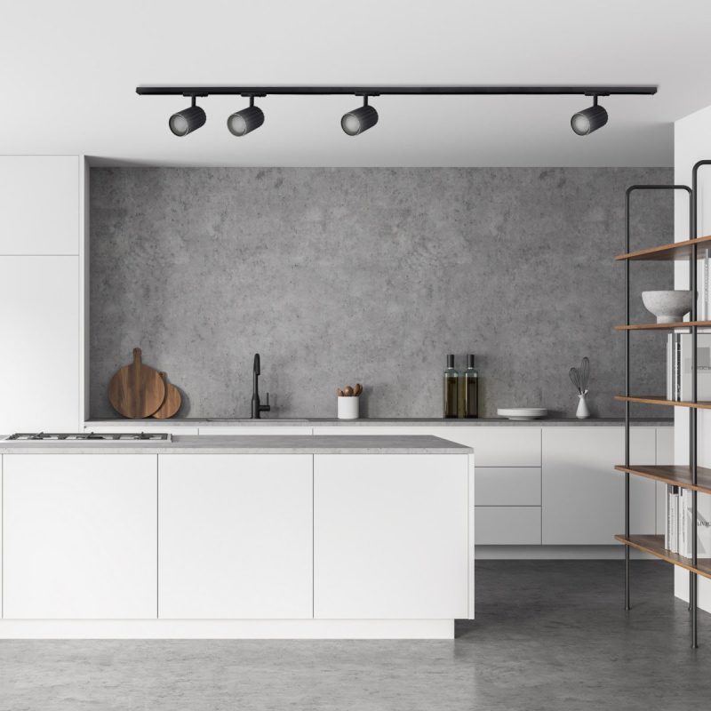 Set iluminat șină 1F negru 4xGU10, sistem complet, Tokio Light Prestige